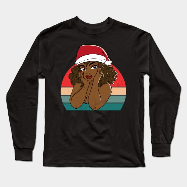 Black Woman Santa, Black Mrs Santa Claus, African American Santa, Christmas Long Sleeve T-Shirt by UrbanLifeApparel